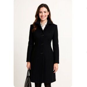 Anne Klein Wool Cashmere Blend Winter Long Coat 90s Black Size 2 EUC‎